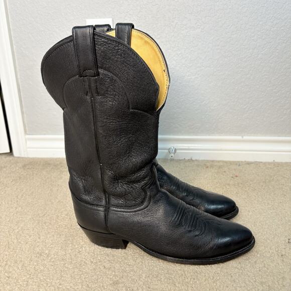Justin Mens Cowboy Boots 1339 Leather USA Made Black Size 9.5EE Customized - Picture 4 of 10